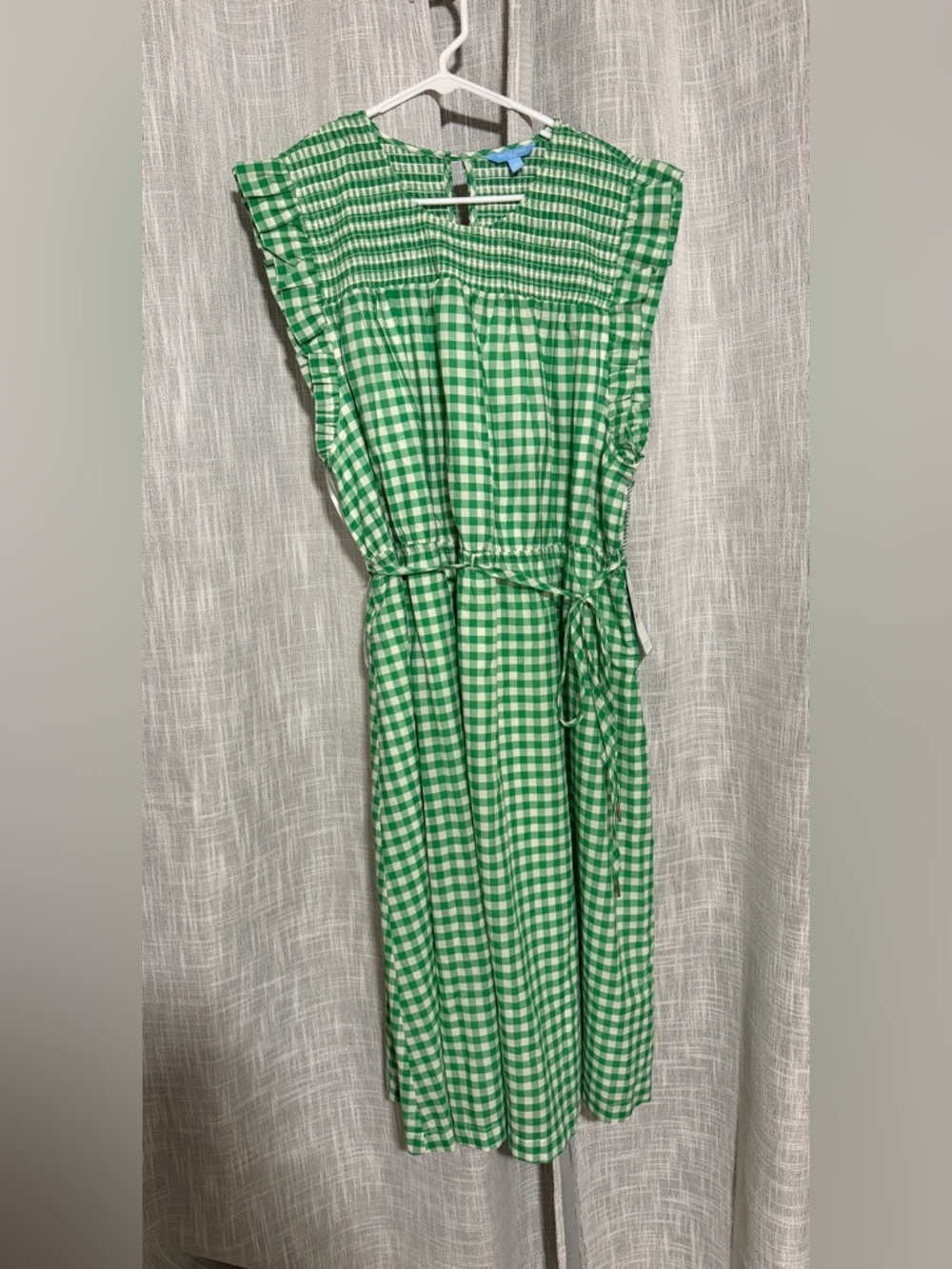 Draper James Gingham Dress Green Smocked Country Cottagecore Cotton Lined 2X NWT